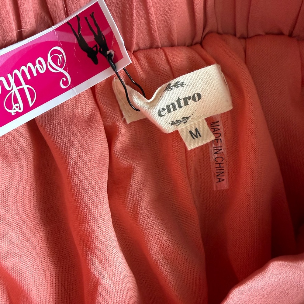 🍑 NWOT Entro Peach/Coral Lace Maxi Dress w/ lined Shorts - Picture 10 of 15